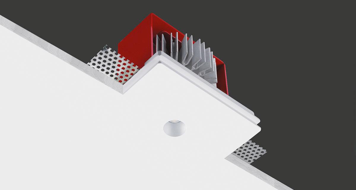 GENIUS | 125 x 100 mm rectangular recessed lighting with Ø 20 mm light emission hole