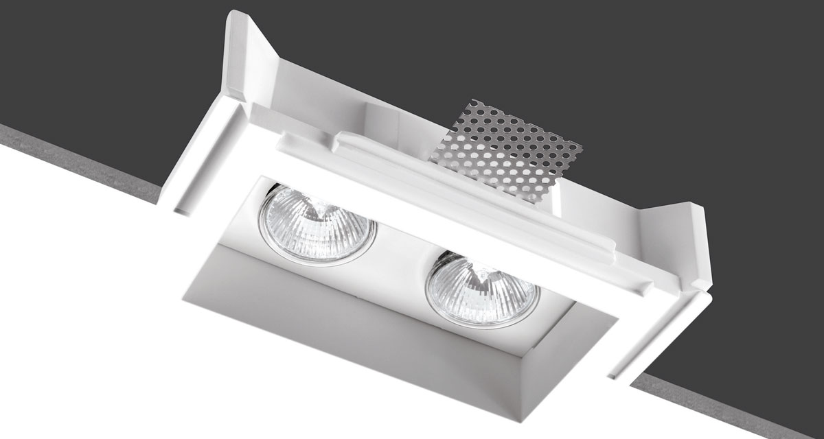 LIGHT | 135 mm squared or 135 x 215 mm rectangular recessed lighting with single or double rearward light source