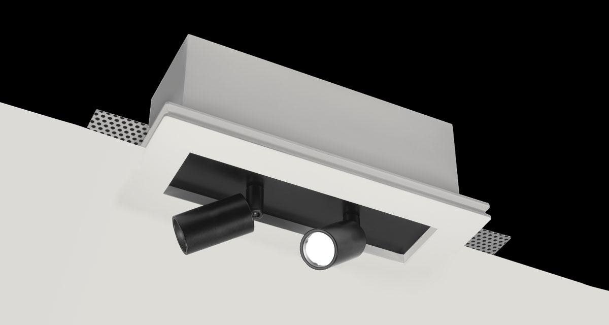 TAURUS | 110 mm-wide recessed lighting with single, double or triple rearward spotlight, extractable and adjustable on both axes