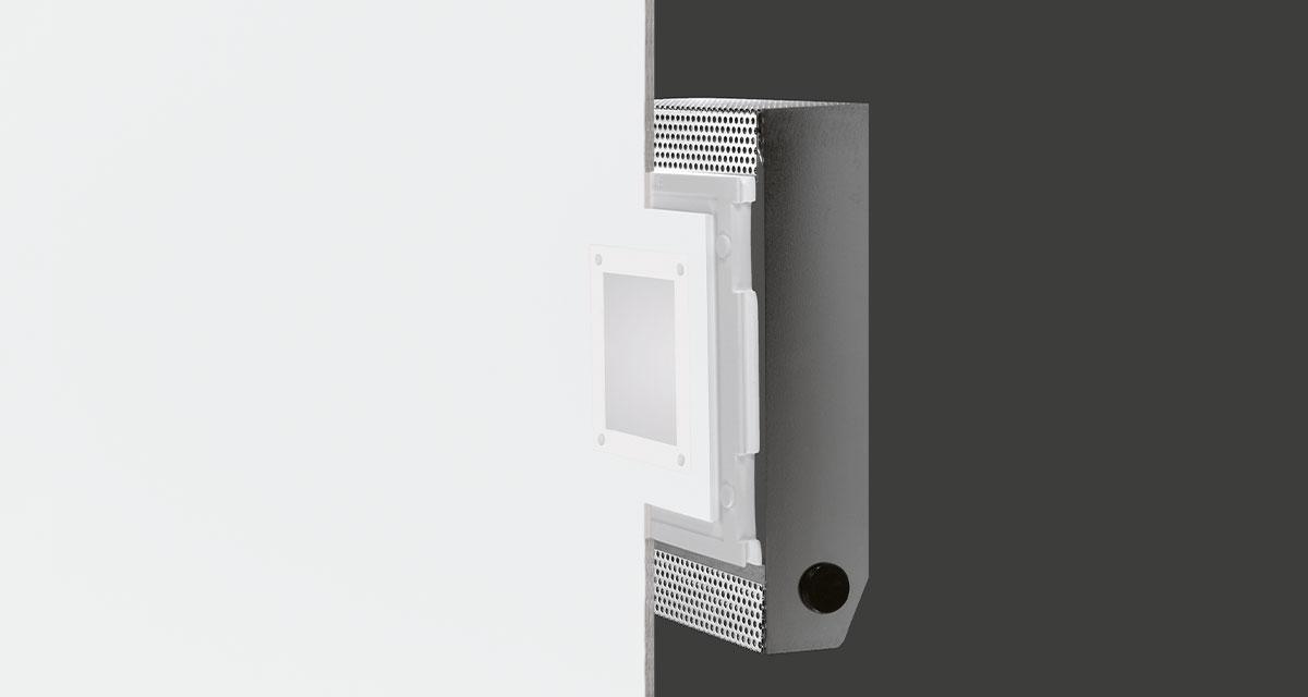 ALADIN IP65 | 190 x 245 mm rectangular recessed lighting with 100 mm squared light emission hole and flush frosted glass