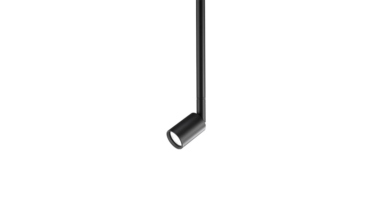 M1 | Ø 30 mm 360° adjustable suspended luminaire installable on ceilings with black or white finishings