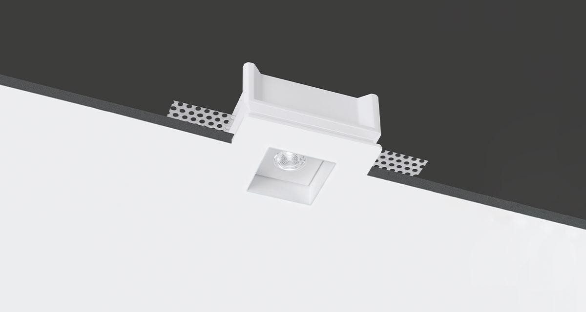 INVISILED IP44/IP65 | 80 mm squared recessed lighting with 10 mm rearward LED source