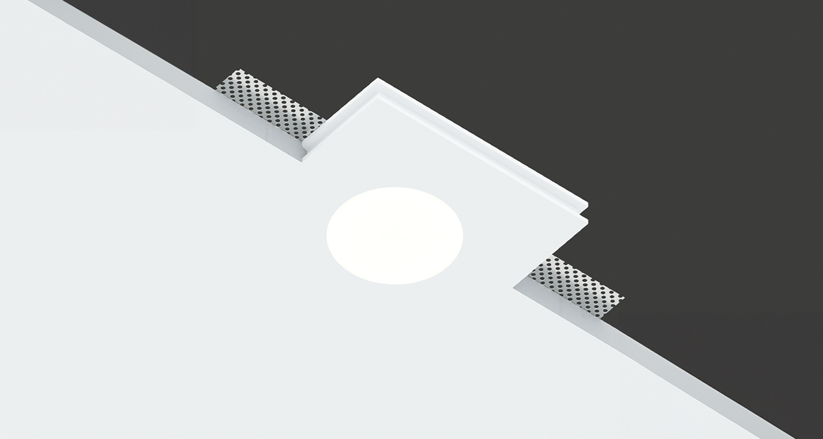 SLICE ROUND | 100 mm (3.9”) squared recessed lighting with Ø 60 mm (Ø 2.36”) light emission hole and 12.5 mm (0.49”) thick