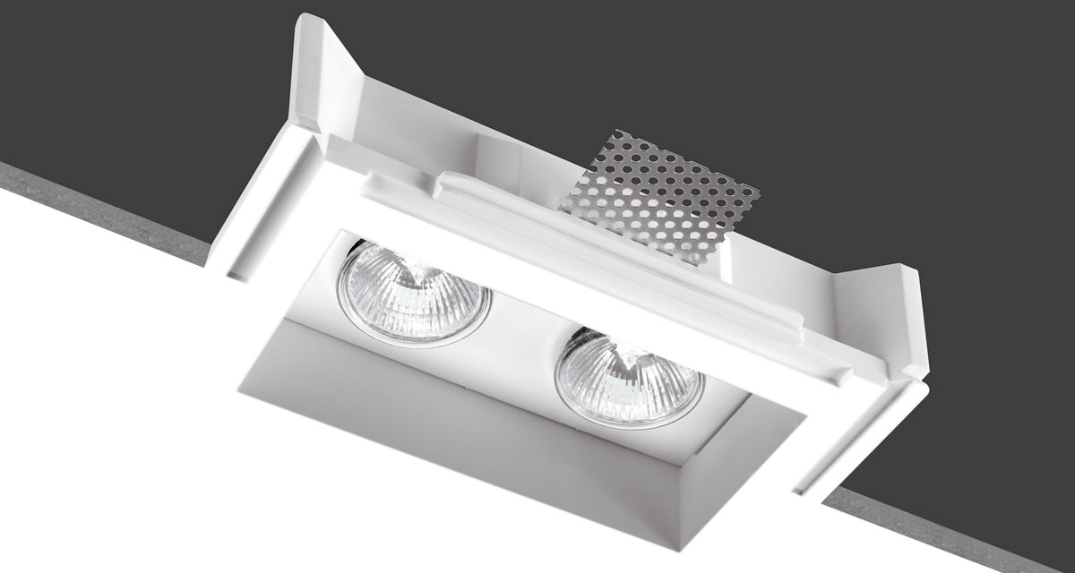 LIGHT DIM TO WARM | Incasso quadrato da 135 mm o rettangolare 135 x 215 mm con sorgente retrocessa singola o doppia e temperatura colore regolabile da 1800 K a 3000 K