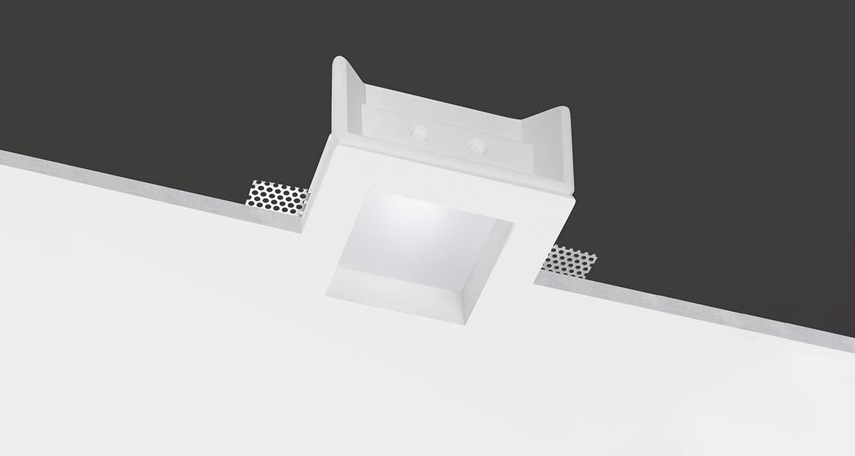 NEFI DIM TO WARM | 145 mm squared recessed lighting with 30 mm rearward frosted glass and adjustable color temperature from 1800 K to 3000 K