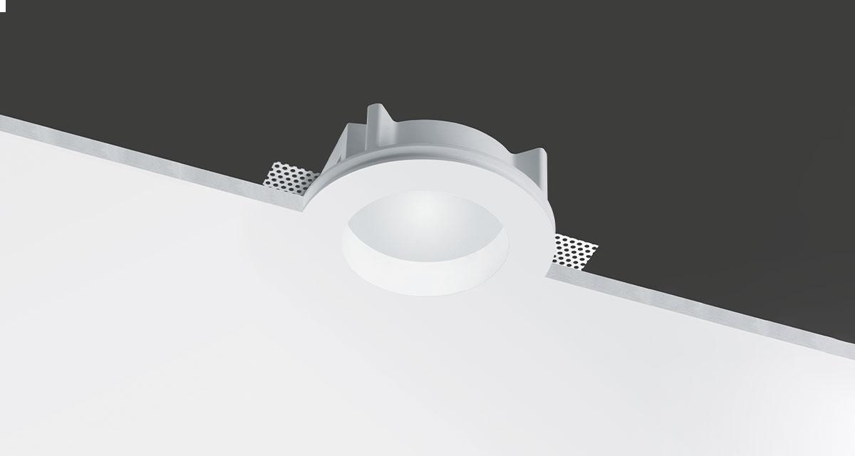 ECLA DIM TO WARM | Ø 160 rounded recessed lighting with 30 mm rearward frosted glass  and adjustable color temperature from 1800 K to 3000 K