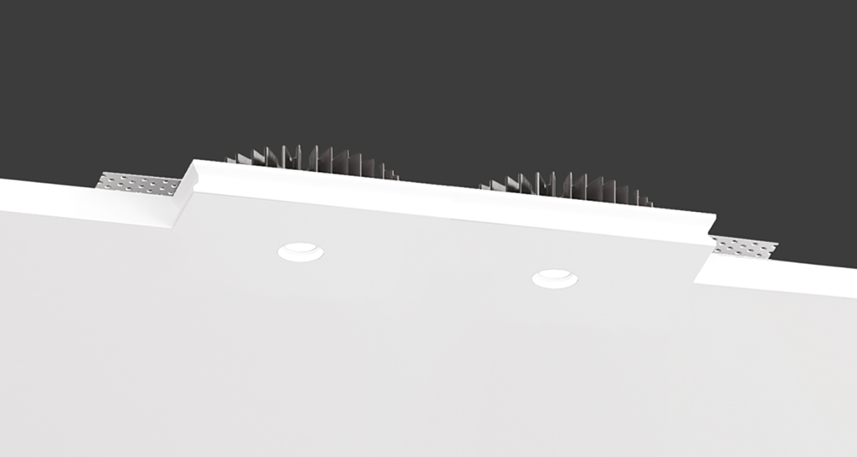 TWIN PIXEL | Rectangular recessed lighting in a space of 35 mm with double Ø 16 mm light emission hole
