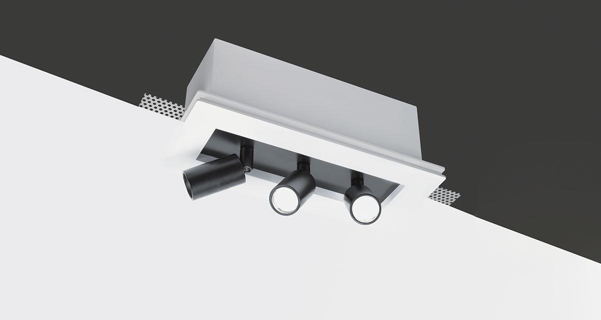 TAURUS | 110 mm-wide recessed lighting with single, double or triple rearward spotlight, extractable and adjustable on both axes