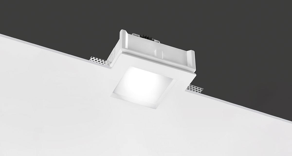 BILD | 125 mm squared recessed lighting with 10 mm recessed frosted glass