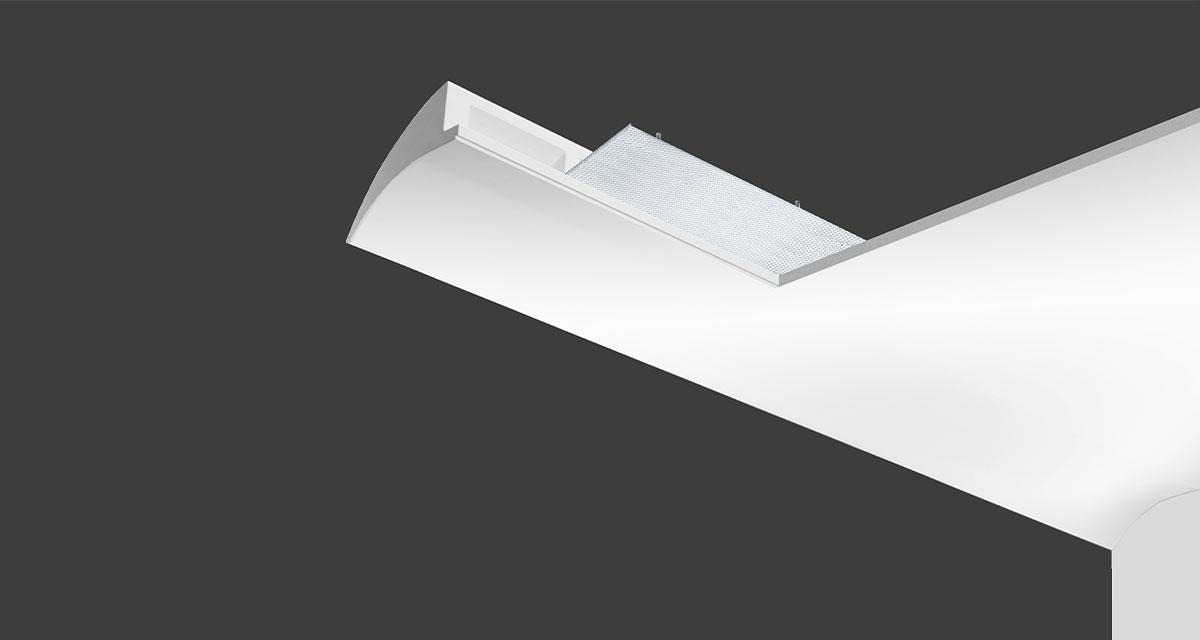END | Modular system for continuous lines of diffused light, optional frosted polycarbonate screen