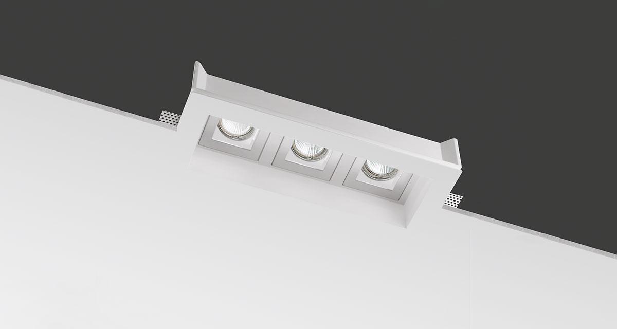 TETRIS | 380 x 150 mm rectangular recessed lighting with triple rearward extractable light source