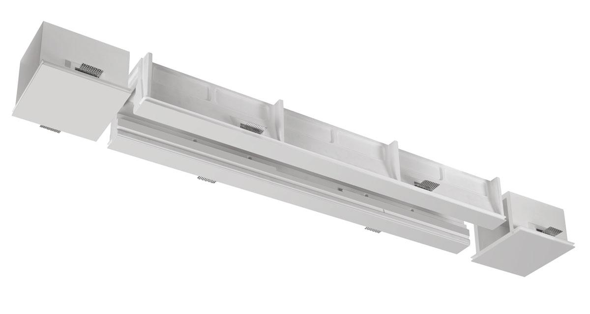 INVIDIA | Modular recessed lighting for continuous 90 mm-wide lines of light, with frosted polycarbonate screen