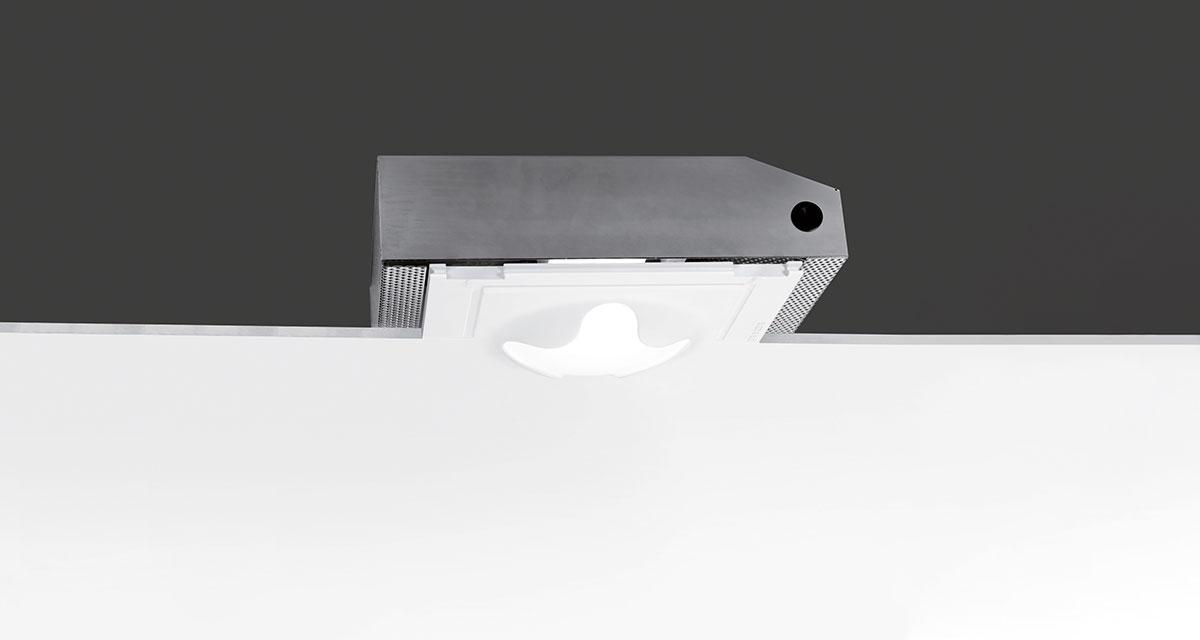 ATOM | 345 mm semi-recessed lighting with frosted glass and quadrilobate light emission hole