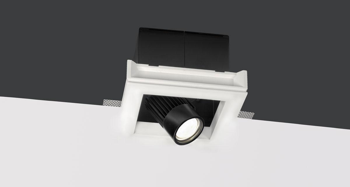 BULL | 225 mm-wide recessed lighting with single, double or triple rearward spotlight, extractable and adjustable on both axes