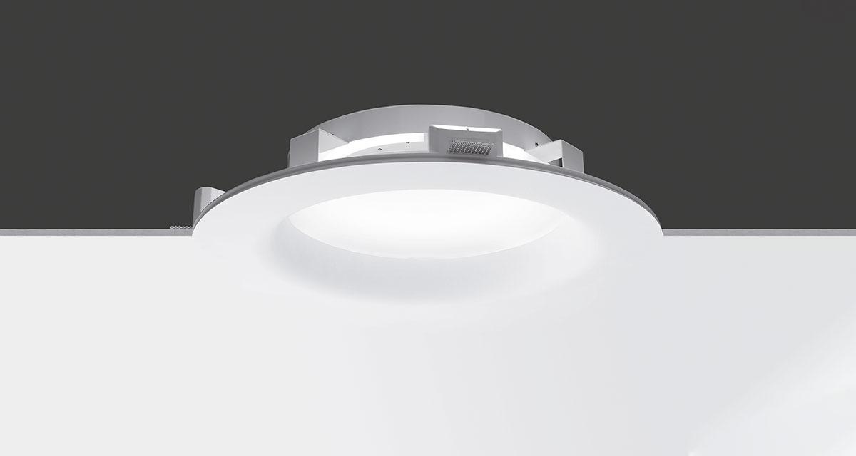 SUPERNOVA | Ø 650 mm rounded recessed lighting with rounded edge and 60 mm rearward polycarbonate diffuser