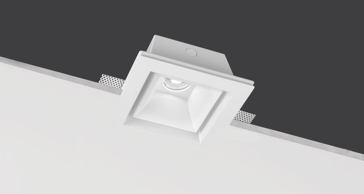 BELL | 210 mm squared luminaire with internal, rounded surface and perimetral empty space 