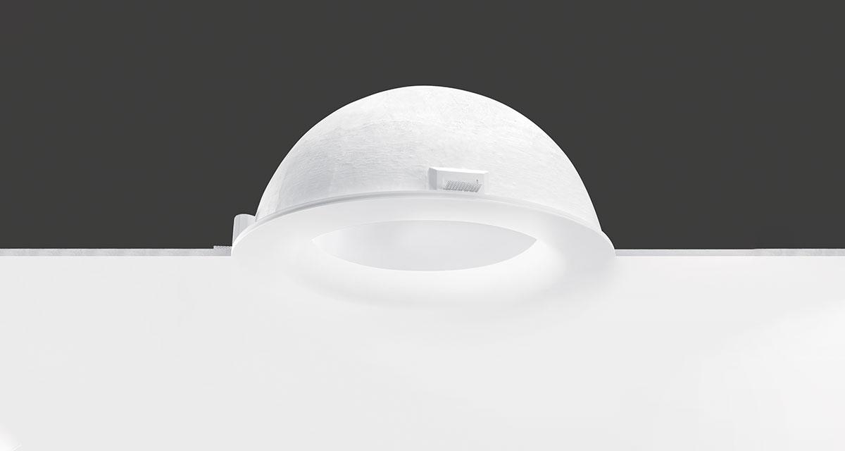 POLARIS | Ø 650 mm rounded recessed lighting with indirect light, rounded edge and paintable upper dome
