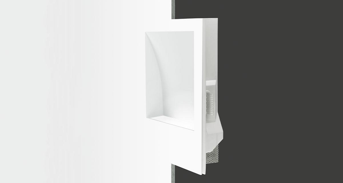 SPIRIT | 300 x 370 mm rectangular recessed lighting with 240 mm squared light emission hole and wall washer parabola