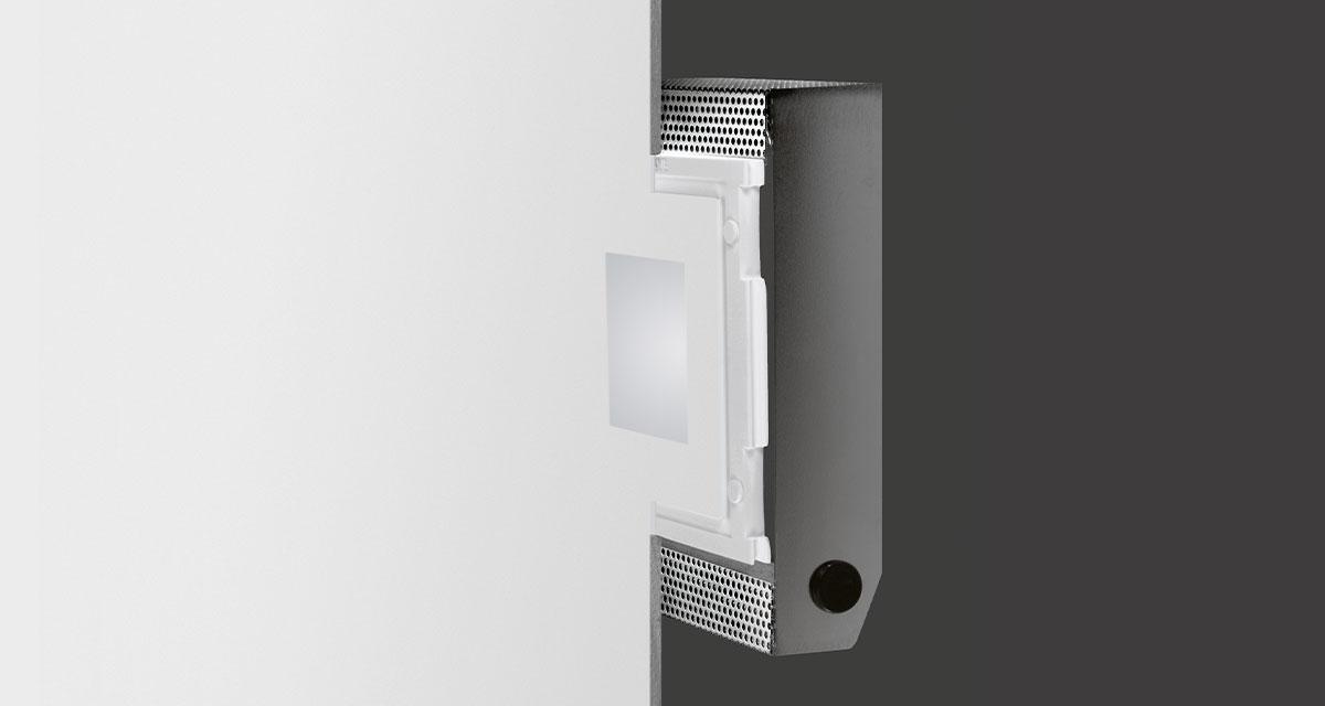 DRY | 190 x 245 mm rectangular recessed lighting with 80 mm squared light emission hole and flush frosted glass